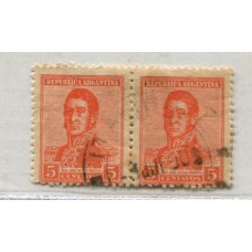 ARGENTINA 1918 PAREJA DE ESTAMPILLAS CON FILIGRANA WHEATLEY BOND EN AMBOS SELLOS MUY LINDA PIEZA